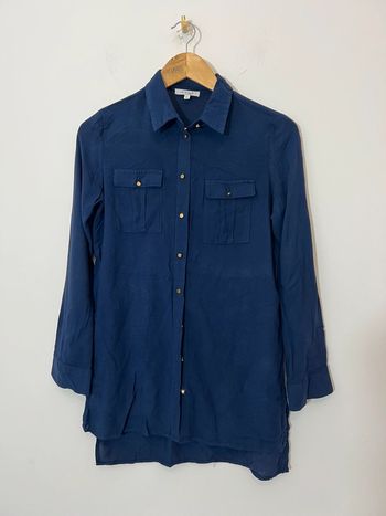 Chemise longue bleu