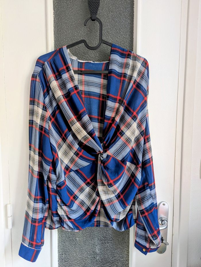 Blouse bleu et rouge camaïeu taille 38