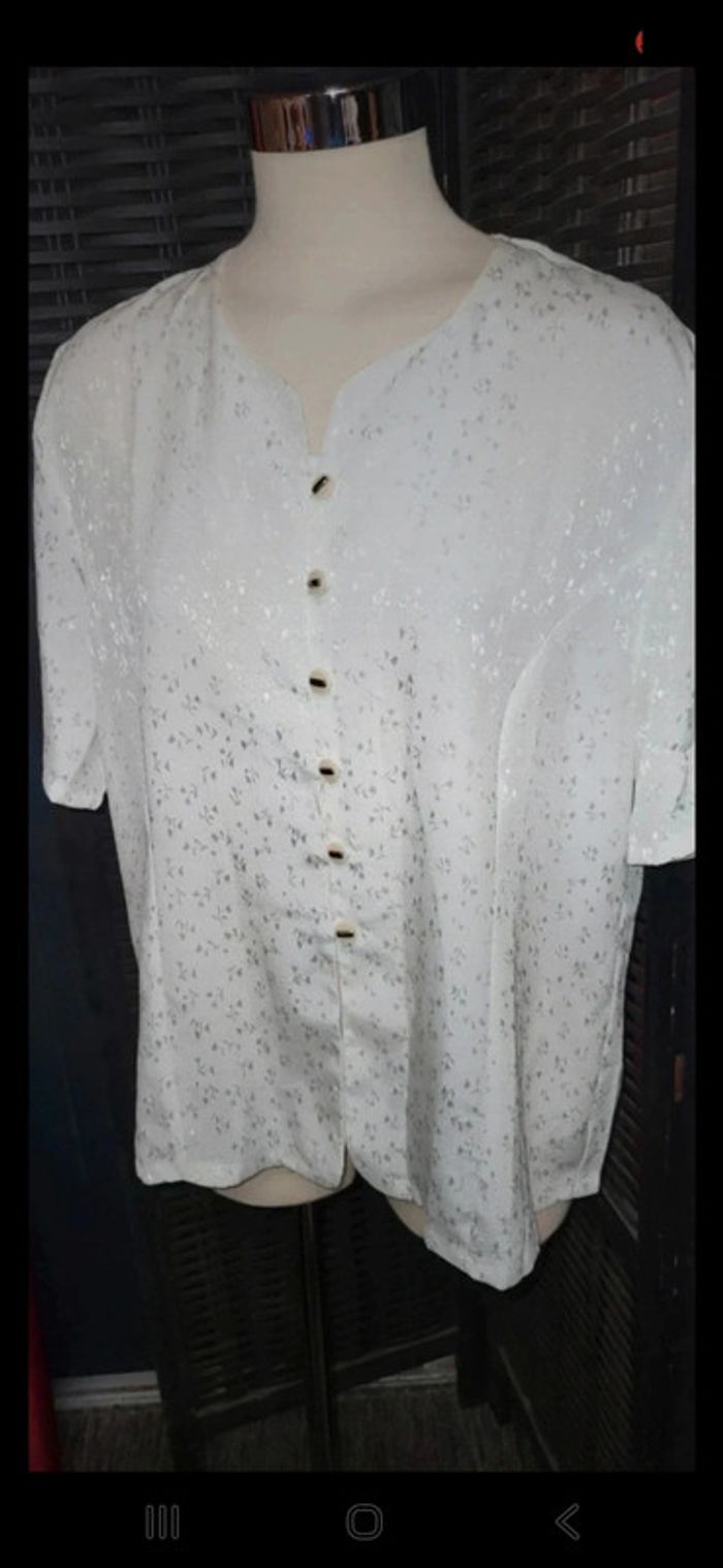 Très jolie chemisier blanc motif floral L - photo numéro 2