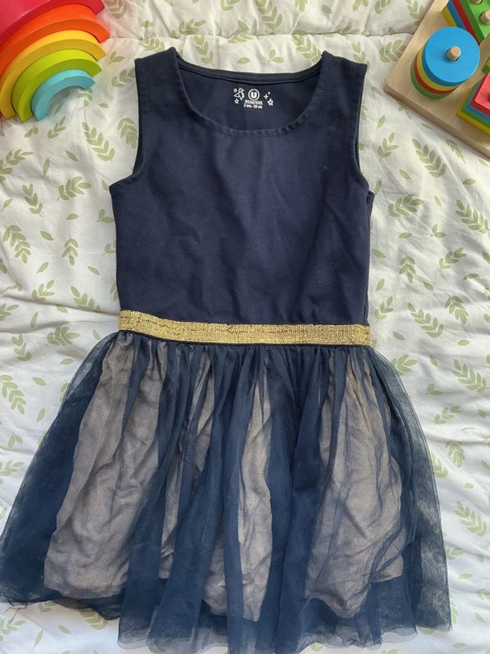 robe sans manches marine et doré avec tutu 2 ans u tout petits - photo numéro 3