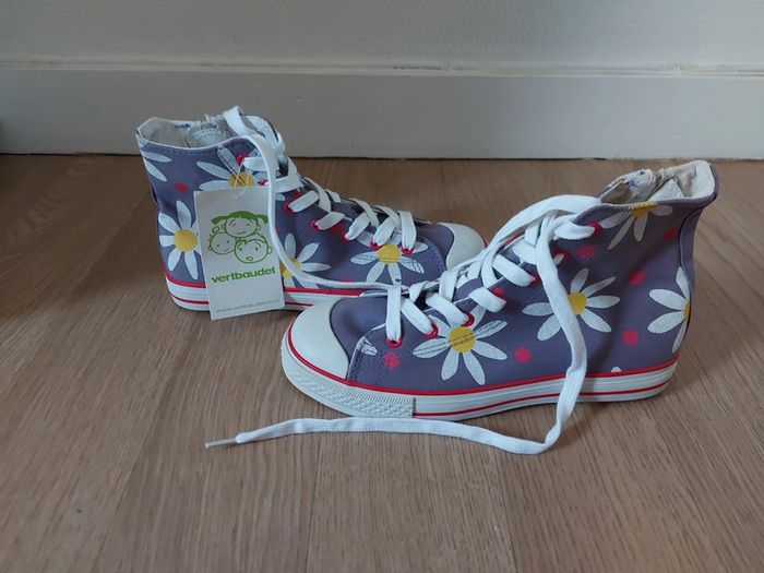 Vertbaudet Baskets montantes violette à fleurs - photo numéro 2