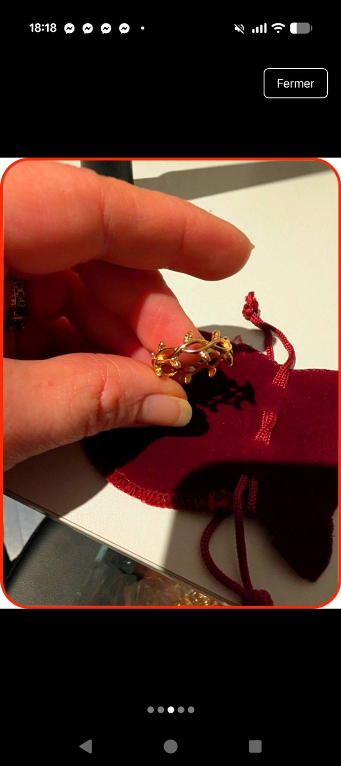 Bague "Feuillage" en Titane Doré - NEUVE - photo numéro 3