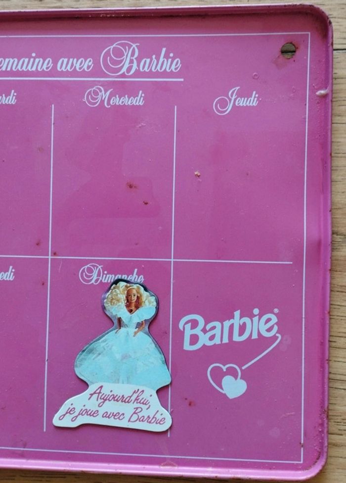 Lot planning et magnets hebdomadaire Barbie Mattel rétro année 80 vintage - photo numéro 3