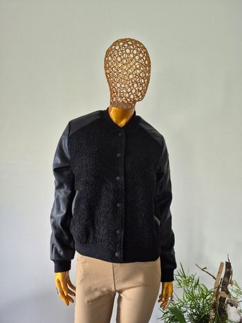 Manteau court Femme Noir Simili-Cuir Taille XS/34