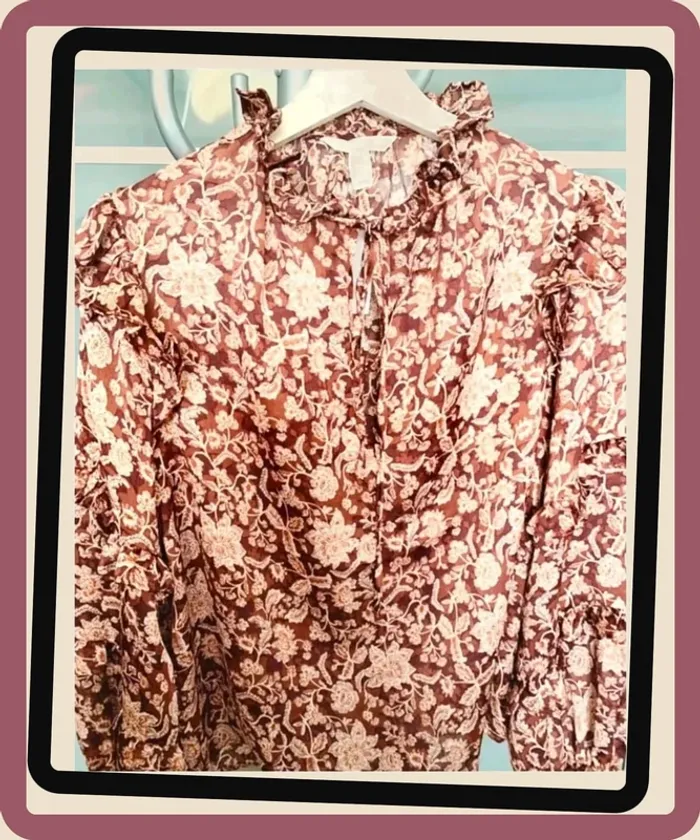 Magnifique blouse imprimée florale à volants neuve H&M T/34-36 - photo numéro 11