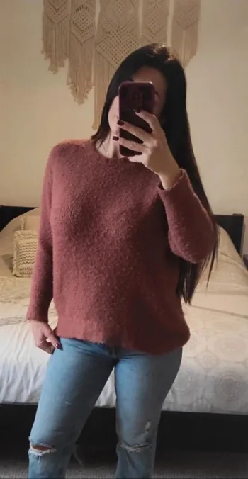 Pull Senes L tout doux, duveteux, cocoon, couleur bois de rose