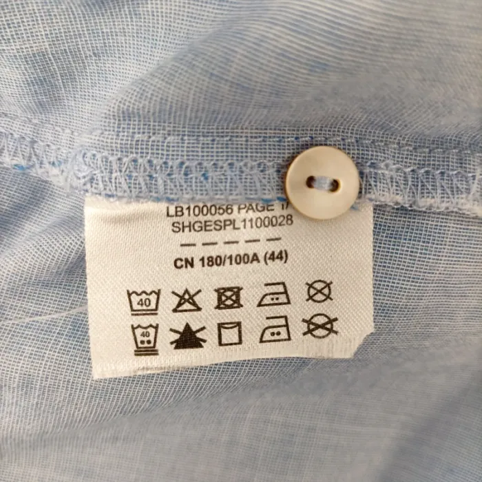 Blouse Esprit bleu clair col V manches retroussables 100 % coton taille 44 A1336 - photo numéro 12