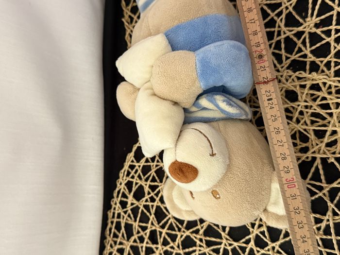 Doudou Ours Musical Beige et Bleu Pommette - photo numéro 4