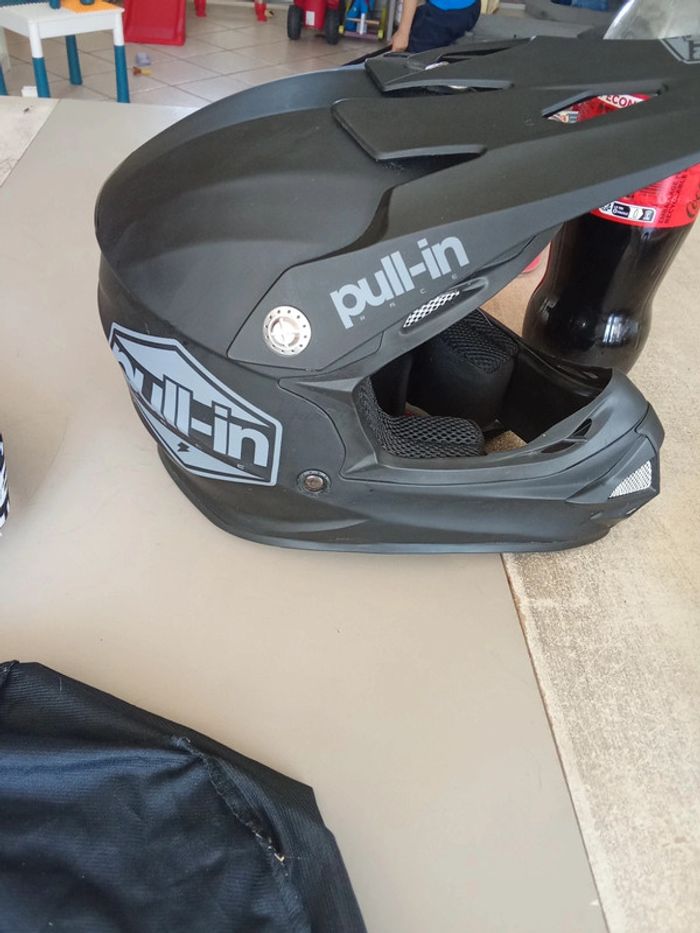 Casque moto enfant pull in race YM 50-51cm avec lunettes kenny - photo numéro 4