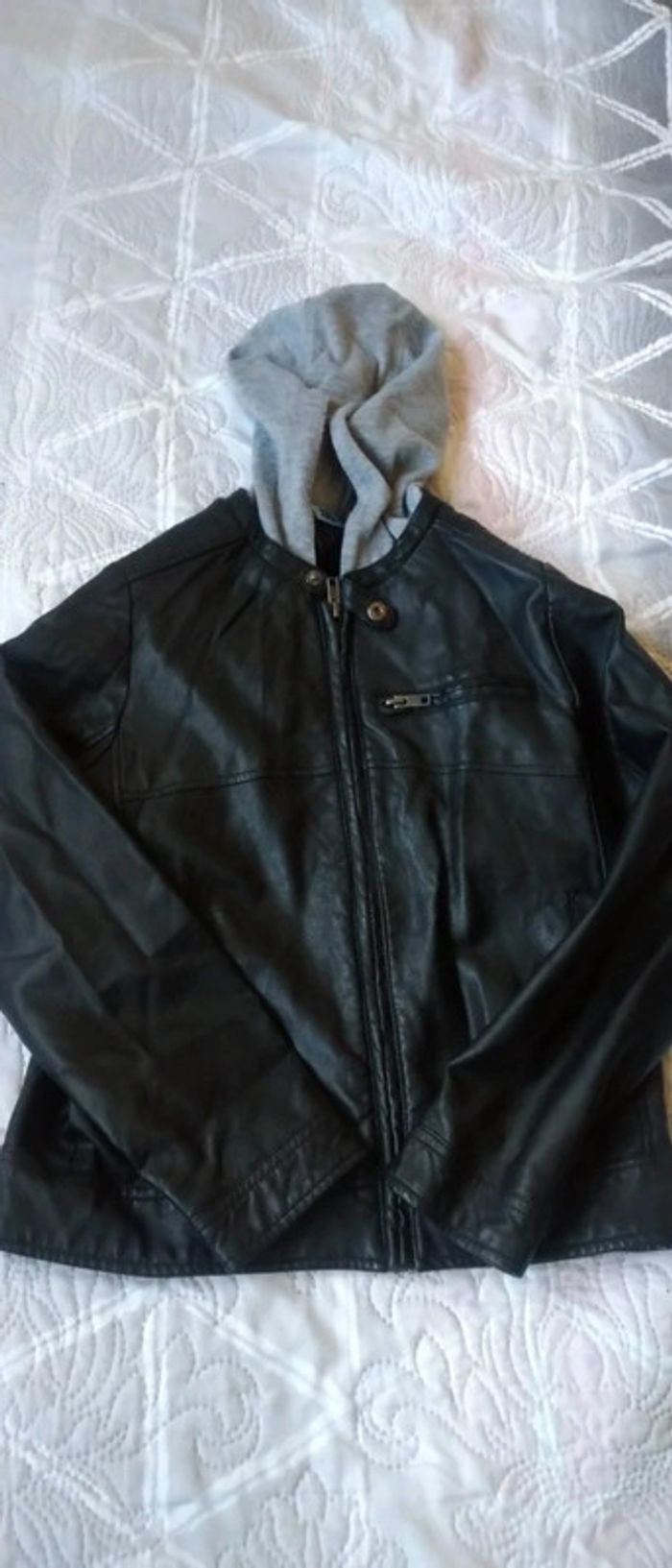 Blouson bombers avec capuche noir fille 10 ans NKY - photo numéro 6