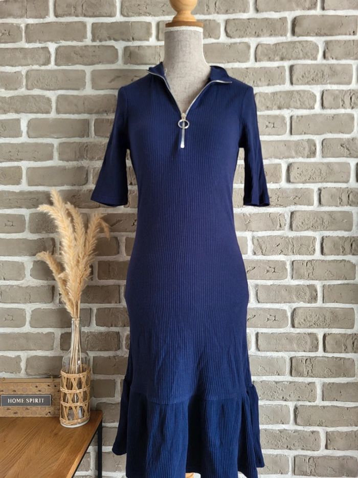 Robe en maille côtelée bleu marine col zippé NA-KD - Neuve - photo numéro 7