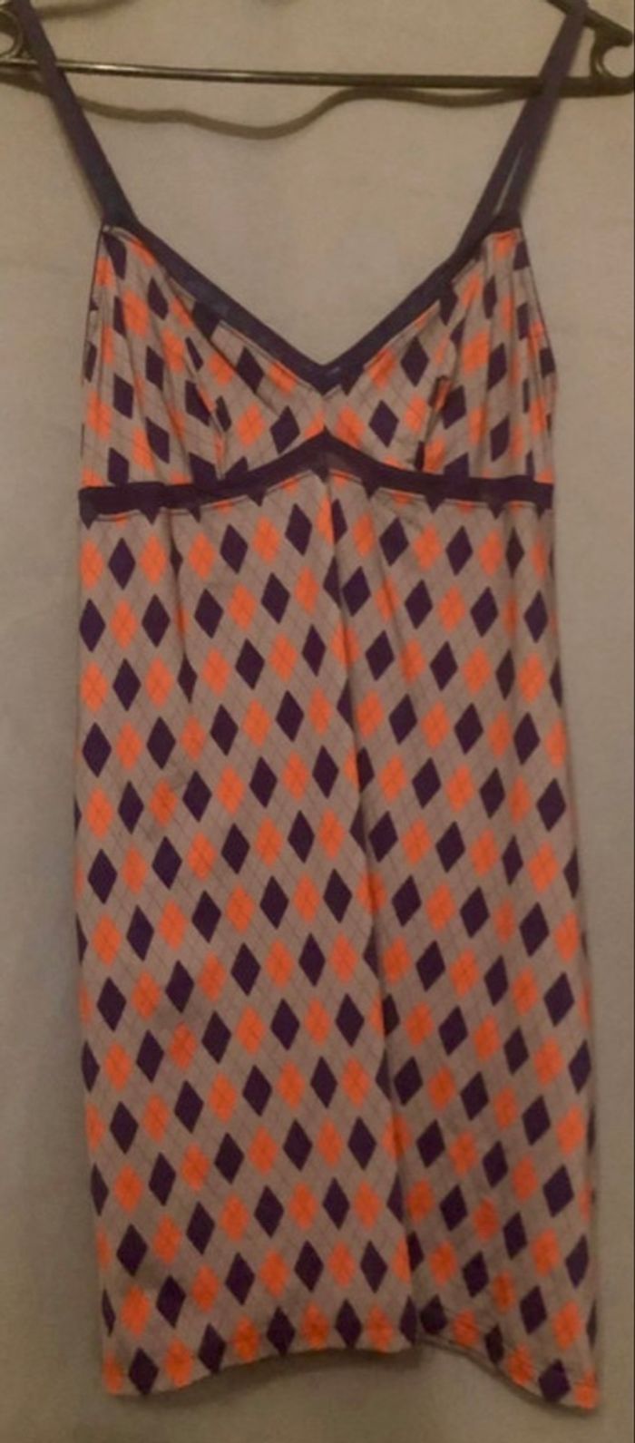 Nuisette à carreaux »Etam »corail et bleu marine