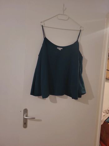 Débardeur femme habillé manche chauve souris vert sapin T42 TBE H&M