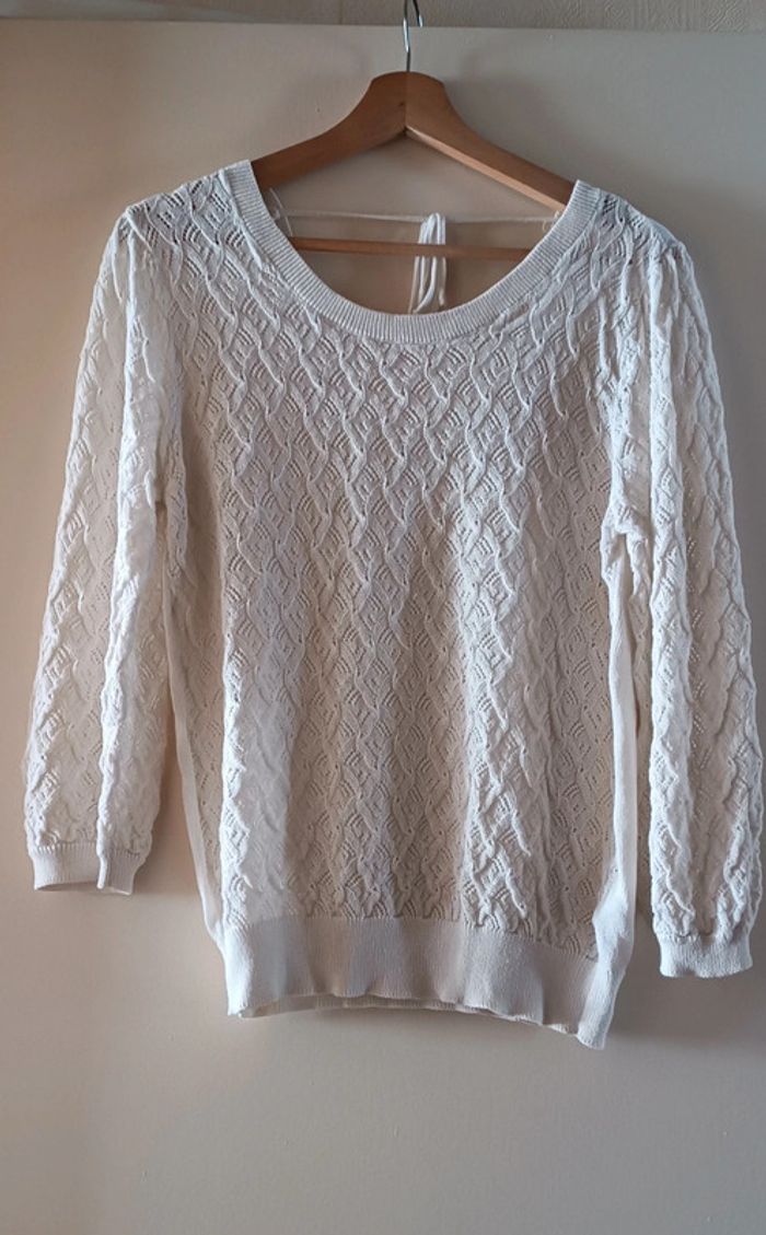 Pull fin en maille écru