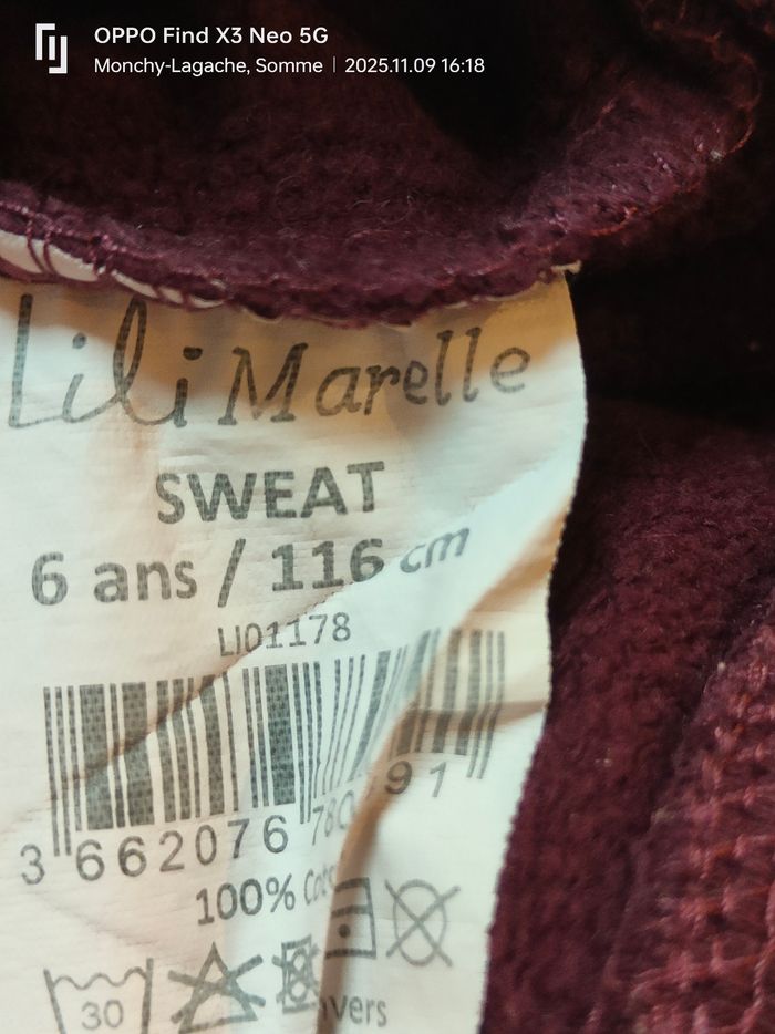 Veste de jogging fille 6ans-116cm Lili Marelle Réduction jusqu'à -70% - photo numéro 3