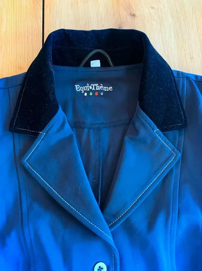 Veste  de  Concours d’Équitation  Equitheme  Soft  Bleu  Marine,  Taille  38 /  M,  Col  en Daim - photo numéro 6