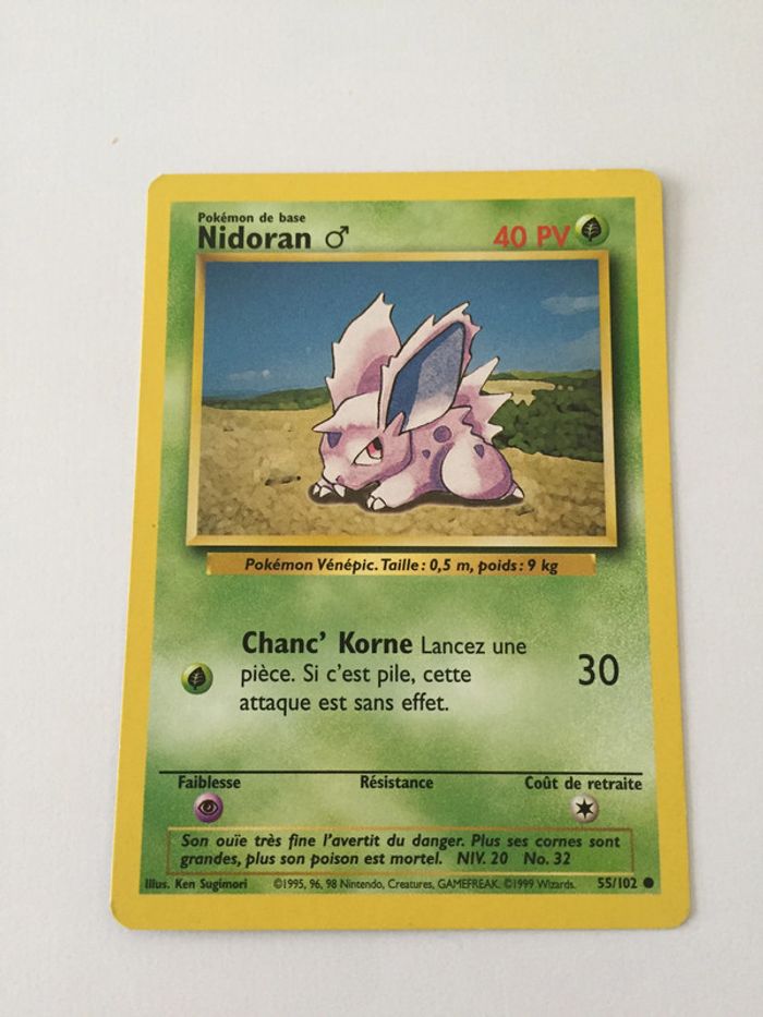 55/102 - Carte pokémon nidoran 55/102 commune set de base wizards CP