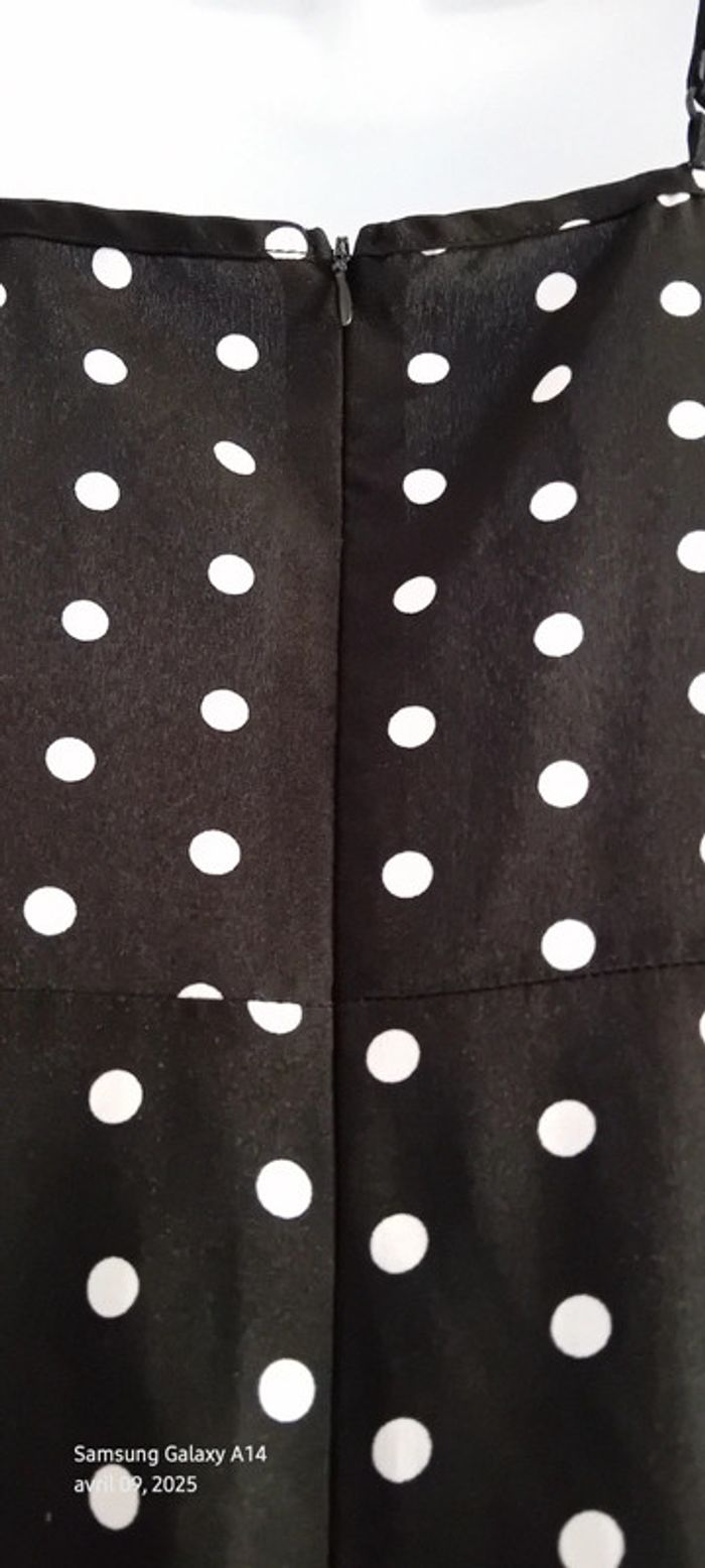 Robe longue fluide fines bretelles à pois avec fente noir femme M shein - photo numéro 8