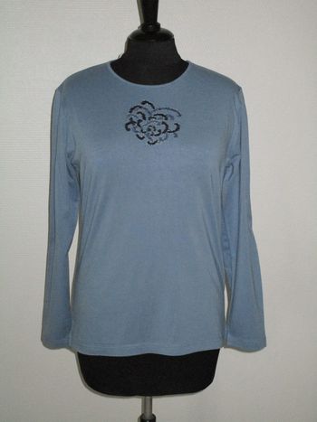 T-shirt bleu brodé Jac Jac 40 NEUF