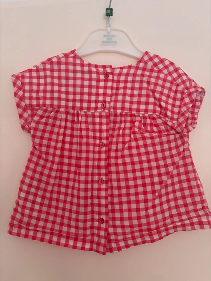 Blouse vichy rouge Vertbaudet 9 mois - photo numéro 2