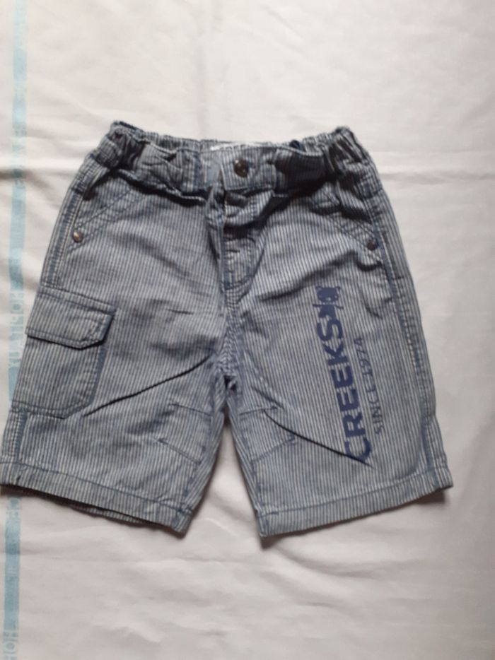 Short rayé marine et blanc