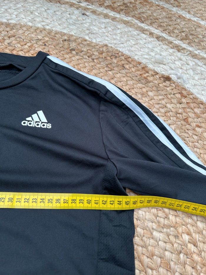 T-shirt Manche Longue Garçon Adidas Noir et Blanc | Taille 14 ans | Très Bon État | #TM84 - photo numéro 4