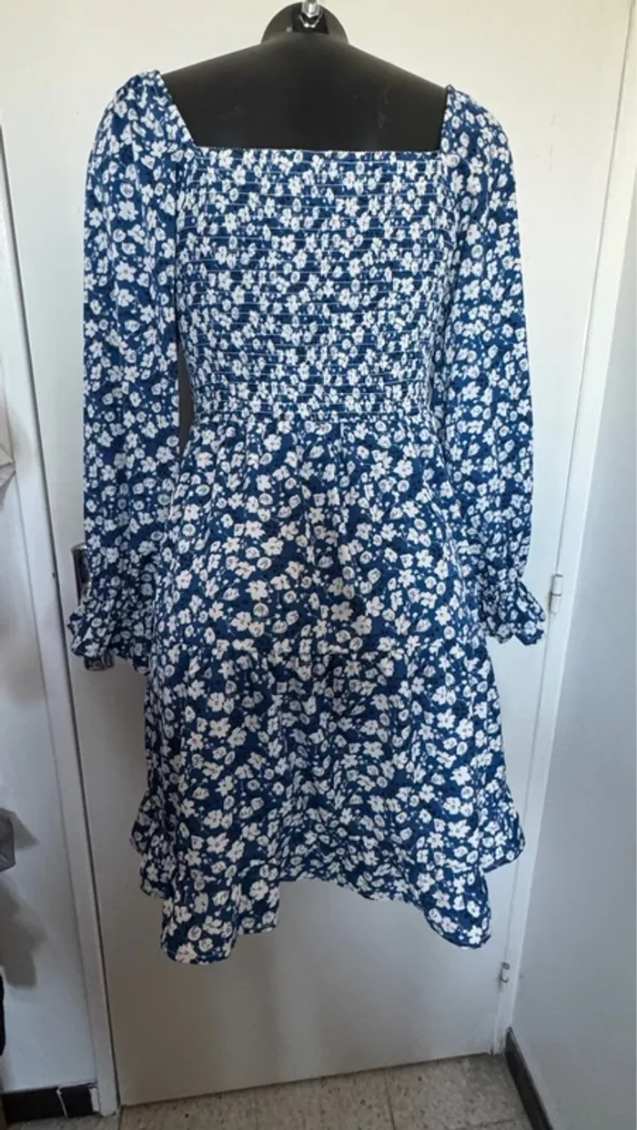Jolie robe froufrou bleue fleurie M - photo numéro 4