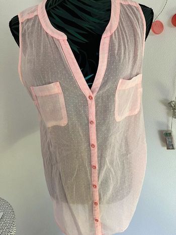Blouse camaïeu rose pois blancs