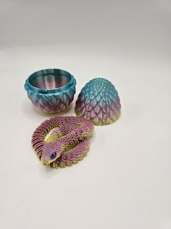 🐉Œuf style dragon en 3D  avec son serpent articulé assorti🐍.