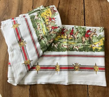 Vintage-Nappe motif chasse à courre