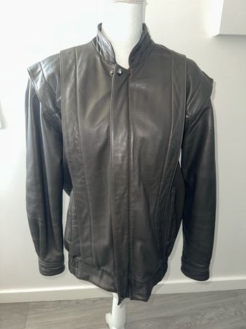 Veste perfecto bomber en cuir marron Vintage TXL