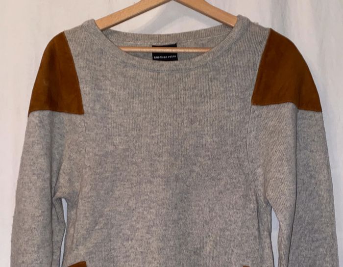 pull American Retro 100% laine, avec du cuir taille 0 - photo numéro 2