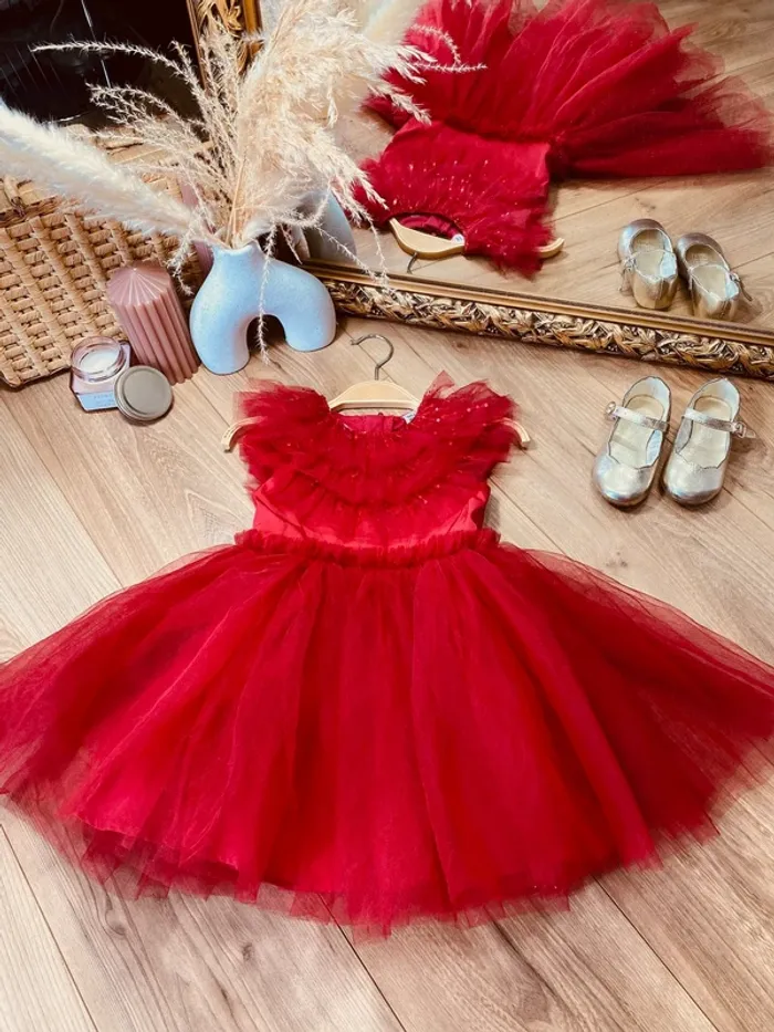 Taille 2-3 ans robe créateur fille TAO rouge * tulle * 🌹