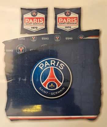 Parure de lit double (housse de couette + deux taies d'oreiller) - Paris Saint-Germain (PSG)
