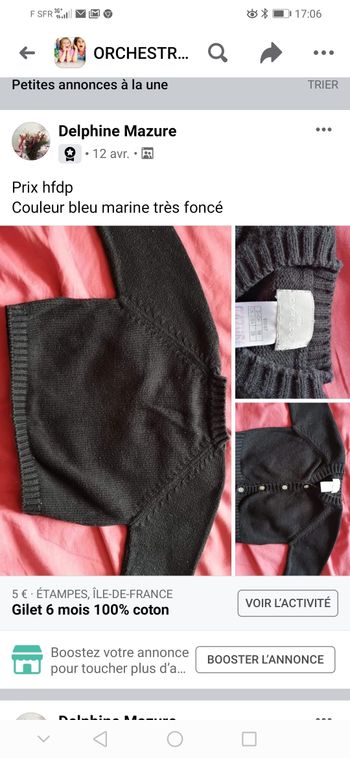 Cyrillus gilet 6 mois 100 %coton