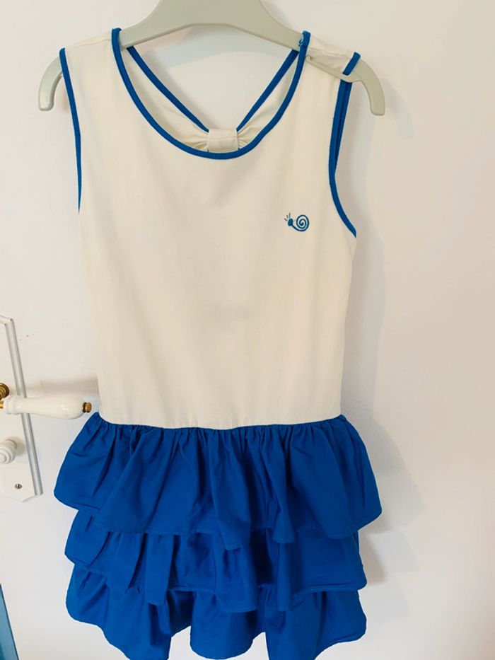 Magnifique robe avec dos nu ivoire et bleue - photo numéro 4