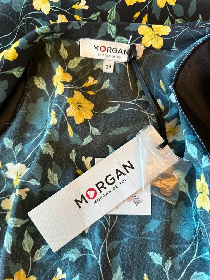 Robe verte portefeuille à motifs fleuris, taille 34 - Morgan - photo numéro 6