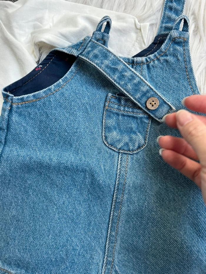 Ensemble Bébé Kiabi 3 Mois - Salopette Short Denim et Body Col Claudine - photo numéro 2