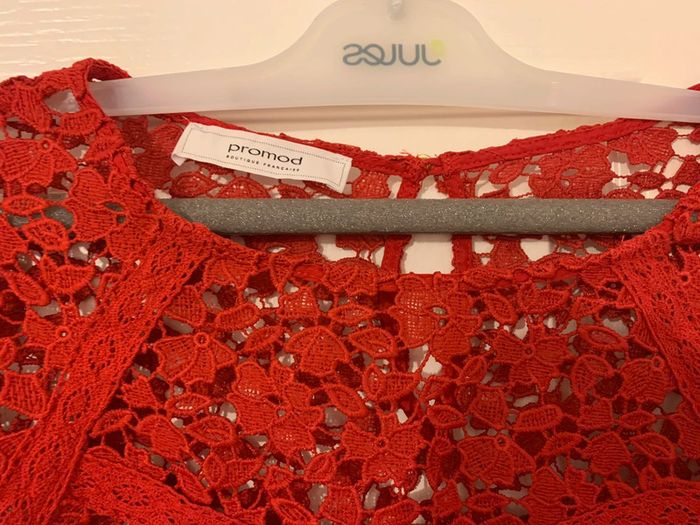 Top Promod ajouré rouge taille M - photo numéro 4