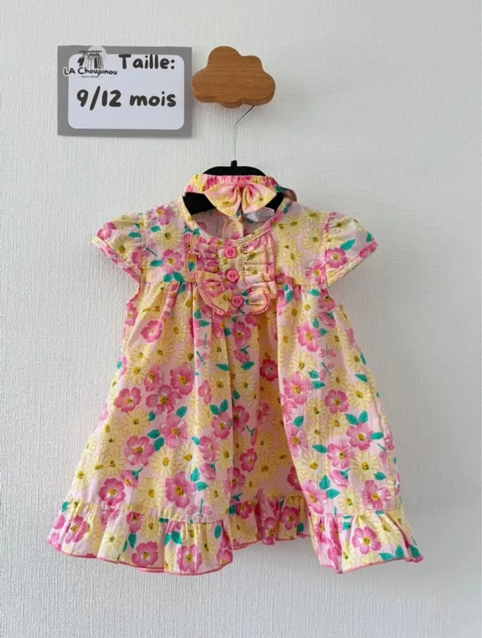 Robe fleurit avec bandeau - taille 9/12 mois 🌸