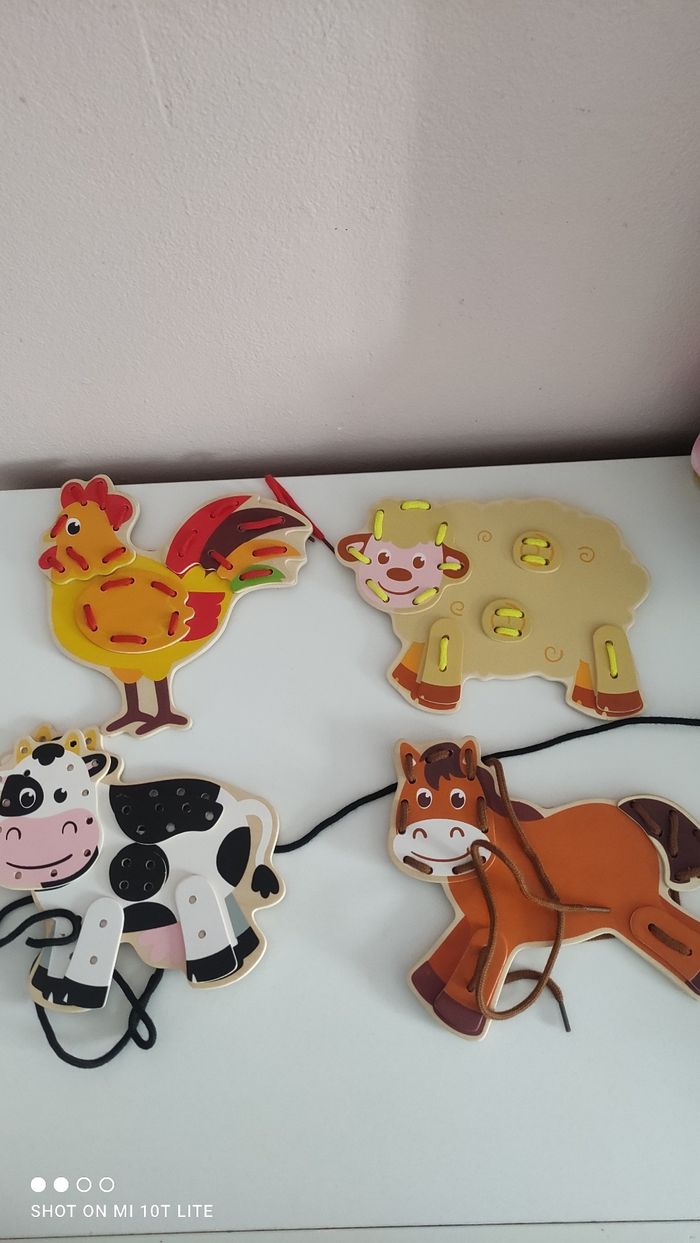 Laçage 4 formes animaux de la ferme