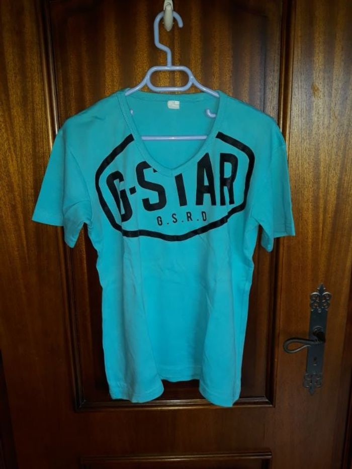 Tshirt col V homme turquoise
