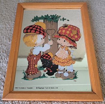Petit cadre miroir déco vintage Raphael Tuck and Son 1980