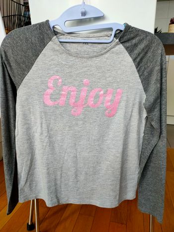 T-shirt ML gris/rose fille 12 ans - La Redoute