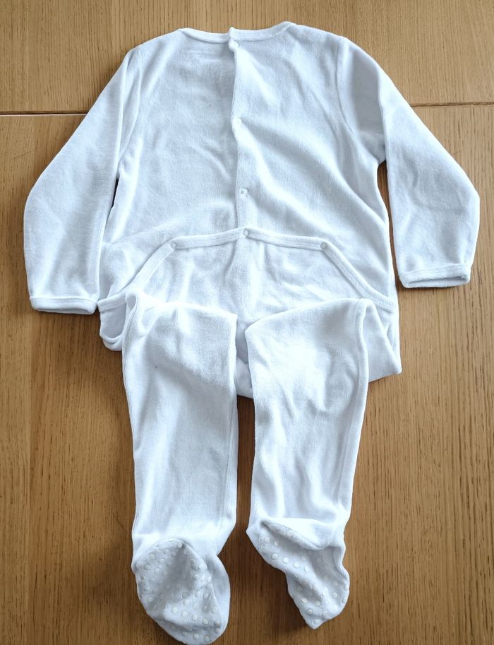 Pyjama dors-bien velours Vertbaudet blanc unisexe - photo numéro 6