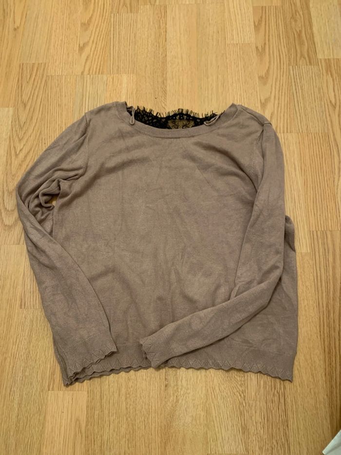 Pull marron à dentelle taille M