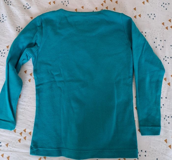 T shirt manches longues turquoise uni - photo numéro 3