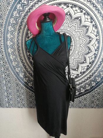 Robe de plage noire fluide Tissaia – Style paréo, taille unique, été / vacances