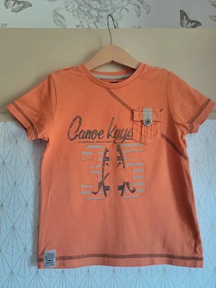 T-shirt garçon 5 ans terre de marins orange comme neuf