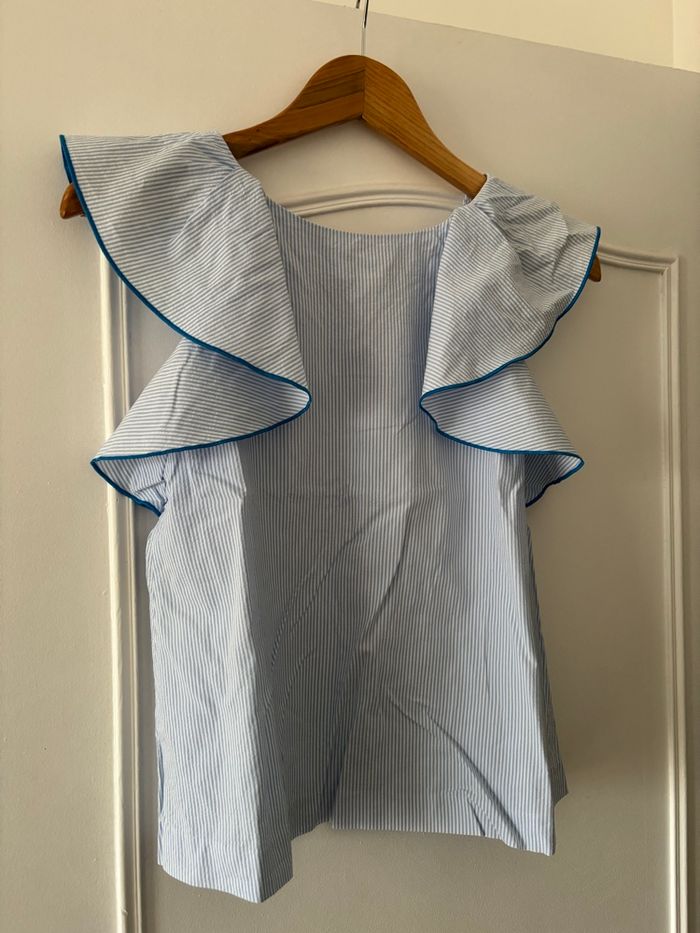 Blouse rayée bleu clair et blanc Jacadi 12 ans - photo numéro 2